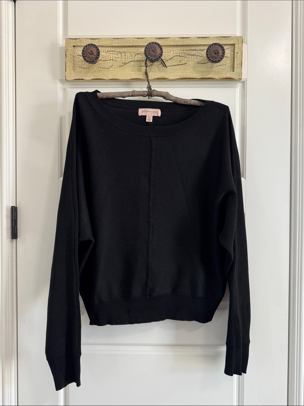 Philosophy Black Boat-Neck Pullover Sweater
